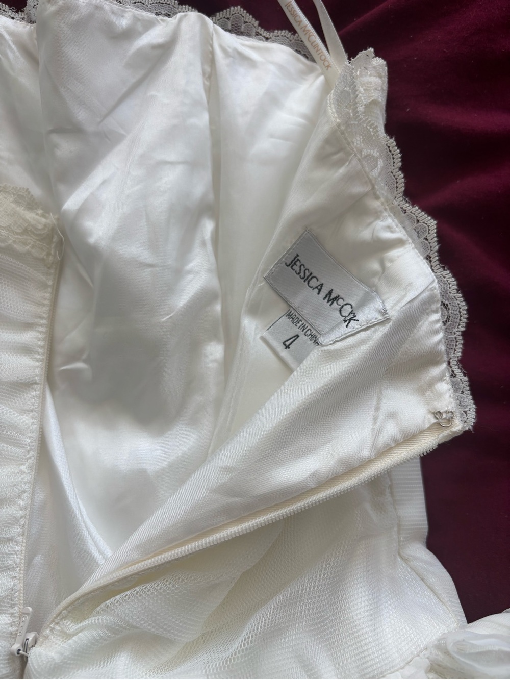 Jessica McClintock White Lace Slip Dress - Picture 15 of 16